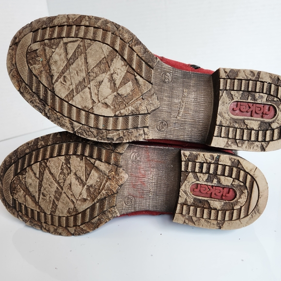 Rieker Red Suede Knit Accent 70840 Boots Size 37 - Picture 12 of 14